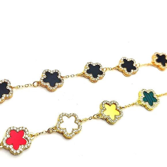 Bracelets by cdd Rhinestones One black one multicolored Goldtone Hardware - Picture 1 of 4